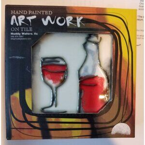 Art Tile 4" x 4"  Muddy Waters Hand Painted 7A070 ArtWork on Tile Wine 5  Wine G